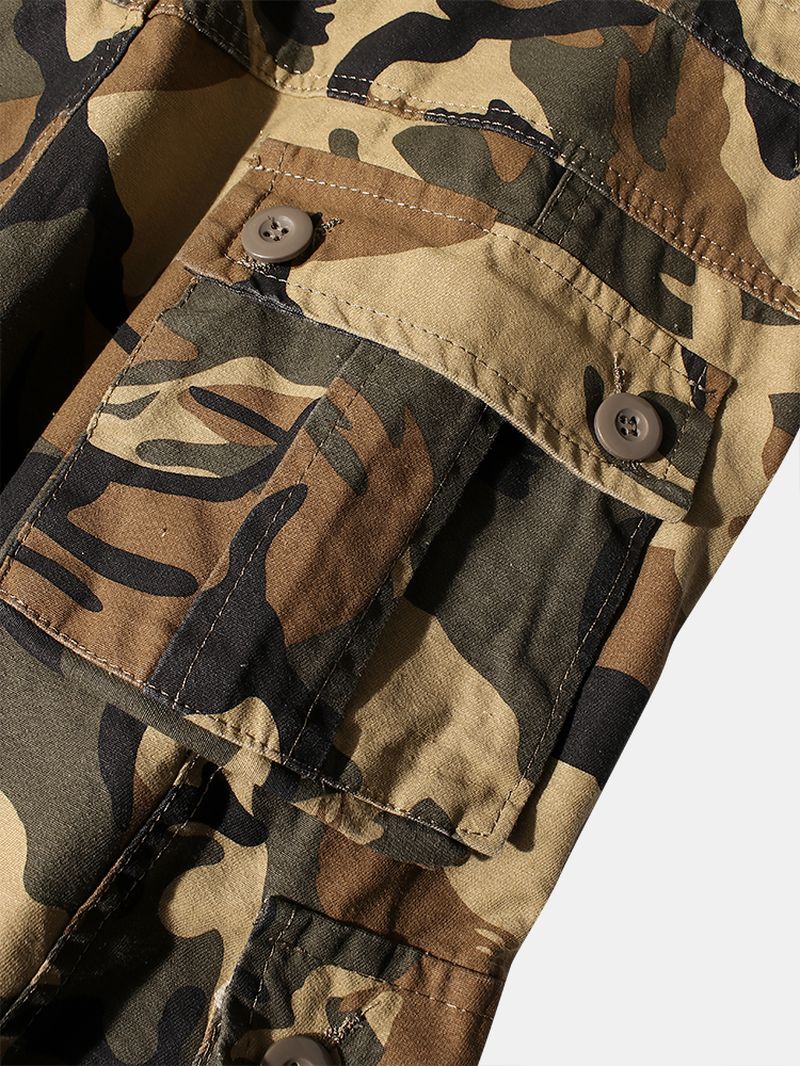 Heren Camo Utility Street 100% Katoenen Cargobroek Met Stropdasmanchet