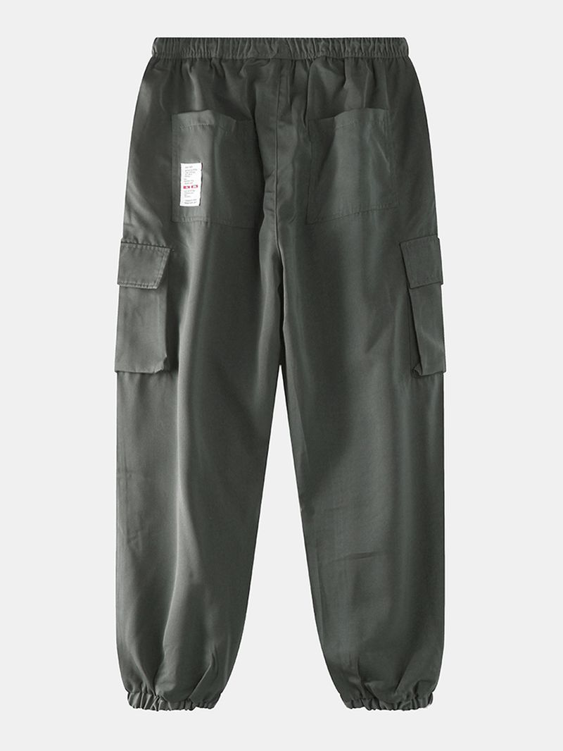 Heren Casual Zijzak Elastische Enkel Trekkoord Taille Cargo Broek