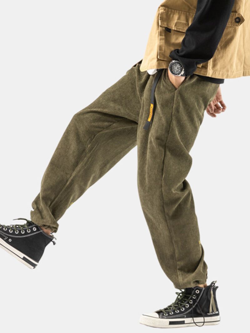 Heren Corduroy Effen Kleur Dikke Losse Pasvorm Casual Broek