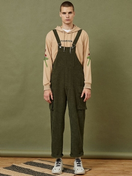 Heren Corduroy Effen Kleur Zijzak Mouwloze Losse Jumpsuits