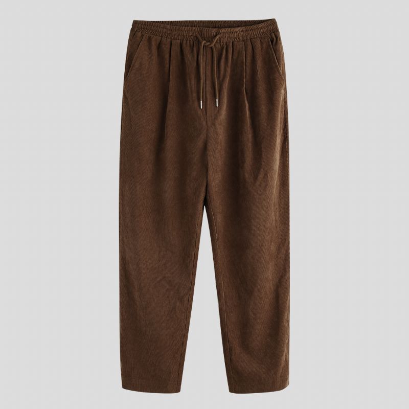 Heren Corduroy Trekkoord Effen Kleur Vintage Broek