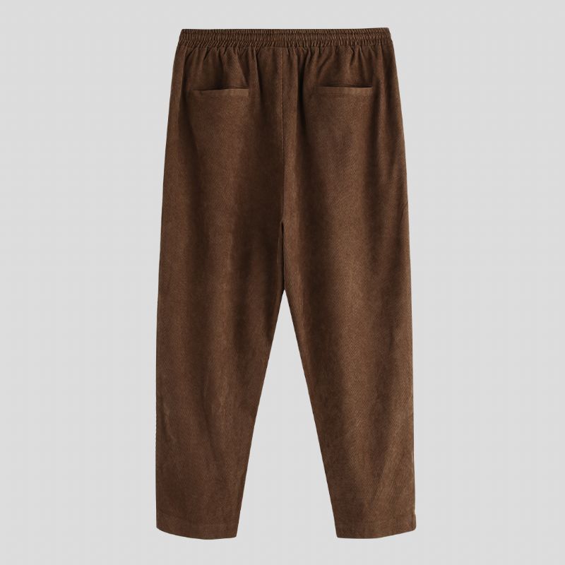 Heren Corduroy Trekkoord Effen Kleur Vintage Broek