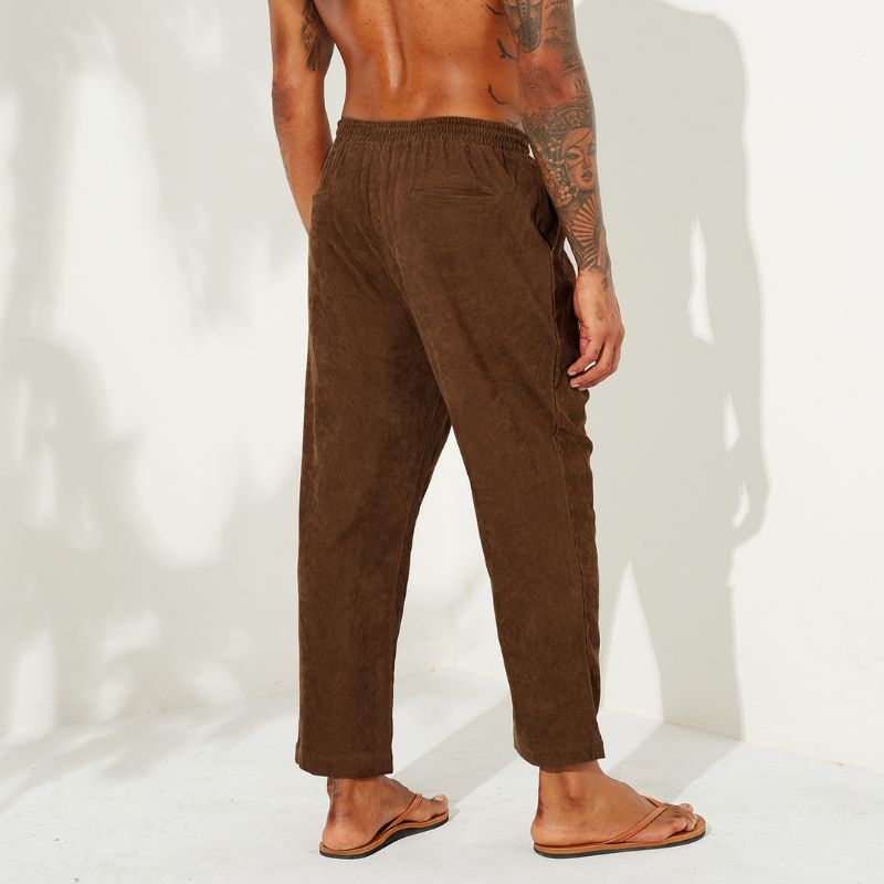 Heren Corduroy Trekkoord Effen Kleur Vintage Broek