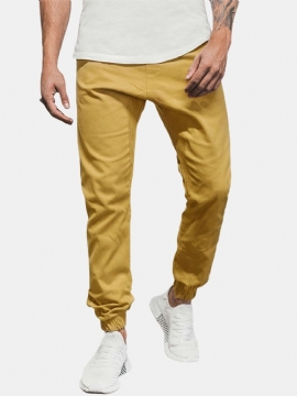 Heren Effen Kleur Casual Broek Met Trekkoord En Zak