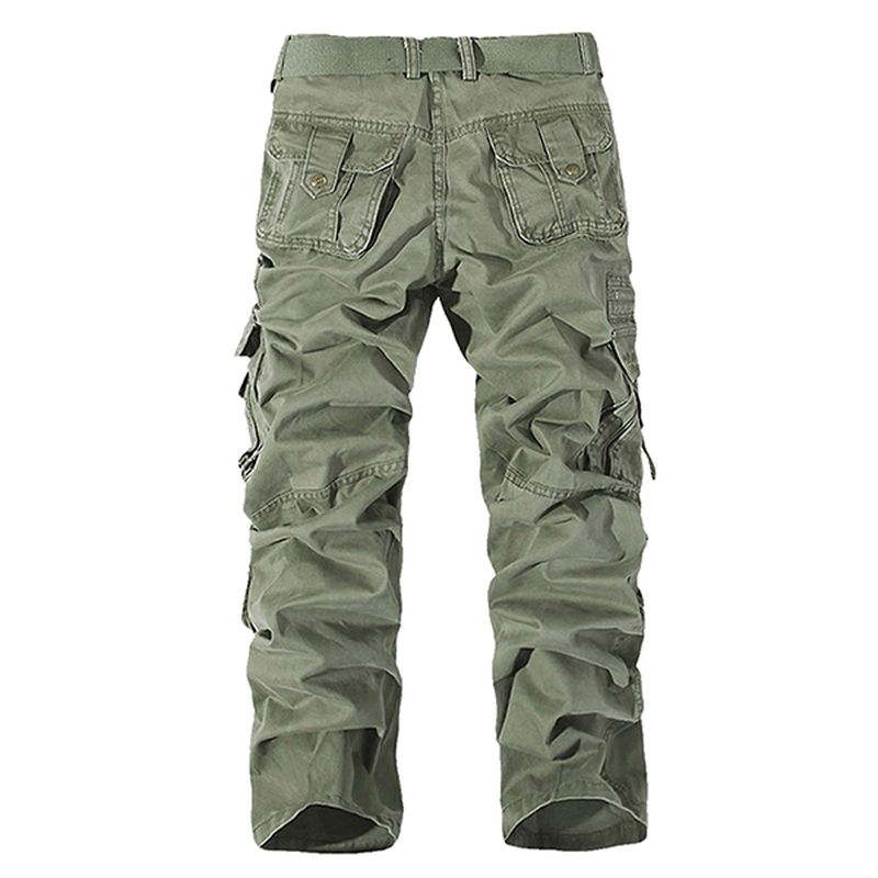 Heren Effen Kleur Multi-zakken 100% Katoen Casual Cargo Broek Outdoor Rechte Broek