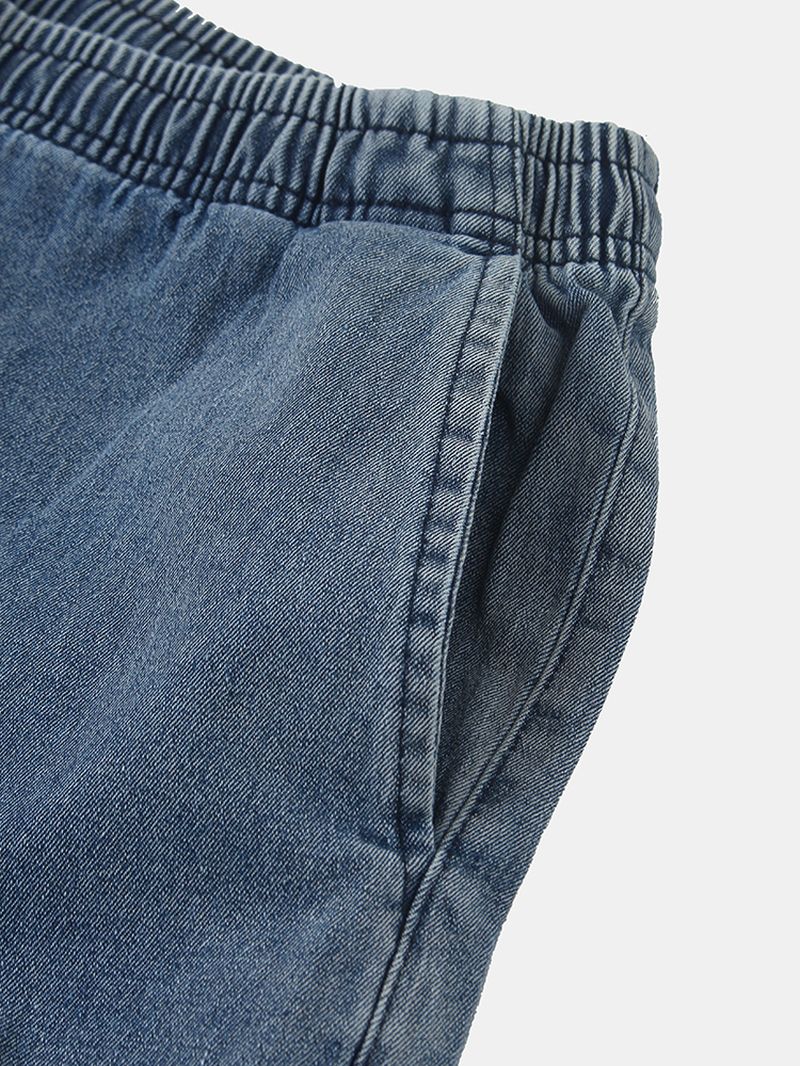 Heren Katoenen Cargo-stijl Trekkoord Elastische Enkel Denim Broek Met Meerdere Zakken