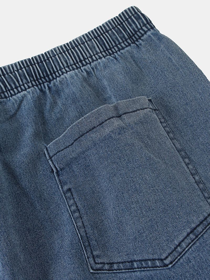 Heren Katoenen Cargo-stijl Trekkoord Elastische Enkel Denim Broek Met Meerdere Zakken