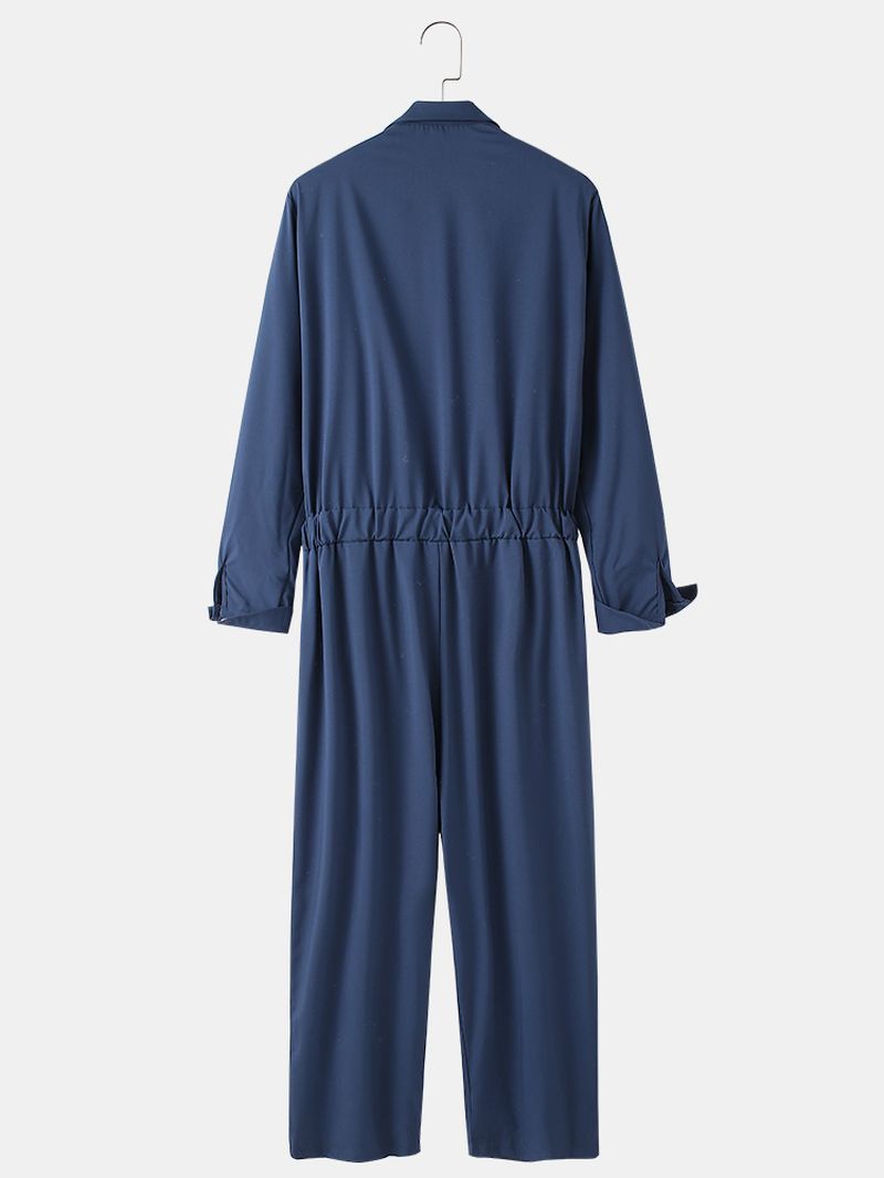 Heren Katoenen Effen Kleur Button-up Reverskraag Casual Jumpsuits