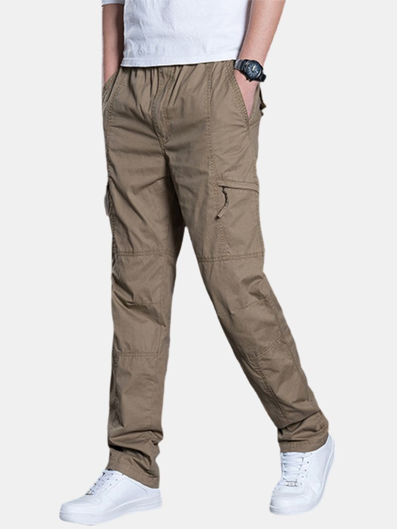 Heren Katoenen Multi-pocket Elastische Taille Cargo Broek