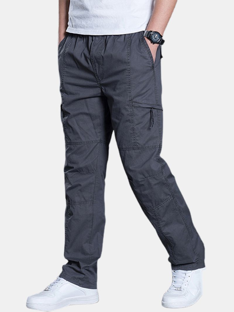 Heren Katoenen Multi-pocket Elastische Taille Cargo Broek