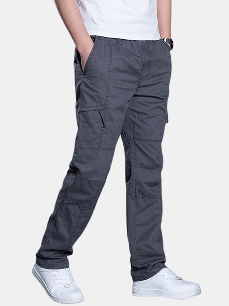 Heren Katoenen Multi-pocket Elastische Taille Cargo Broek