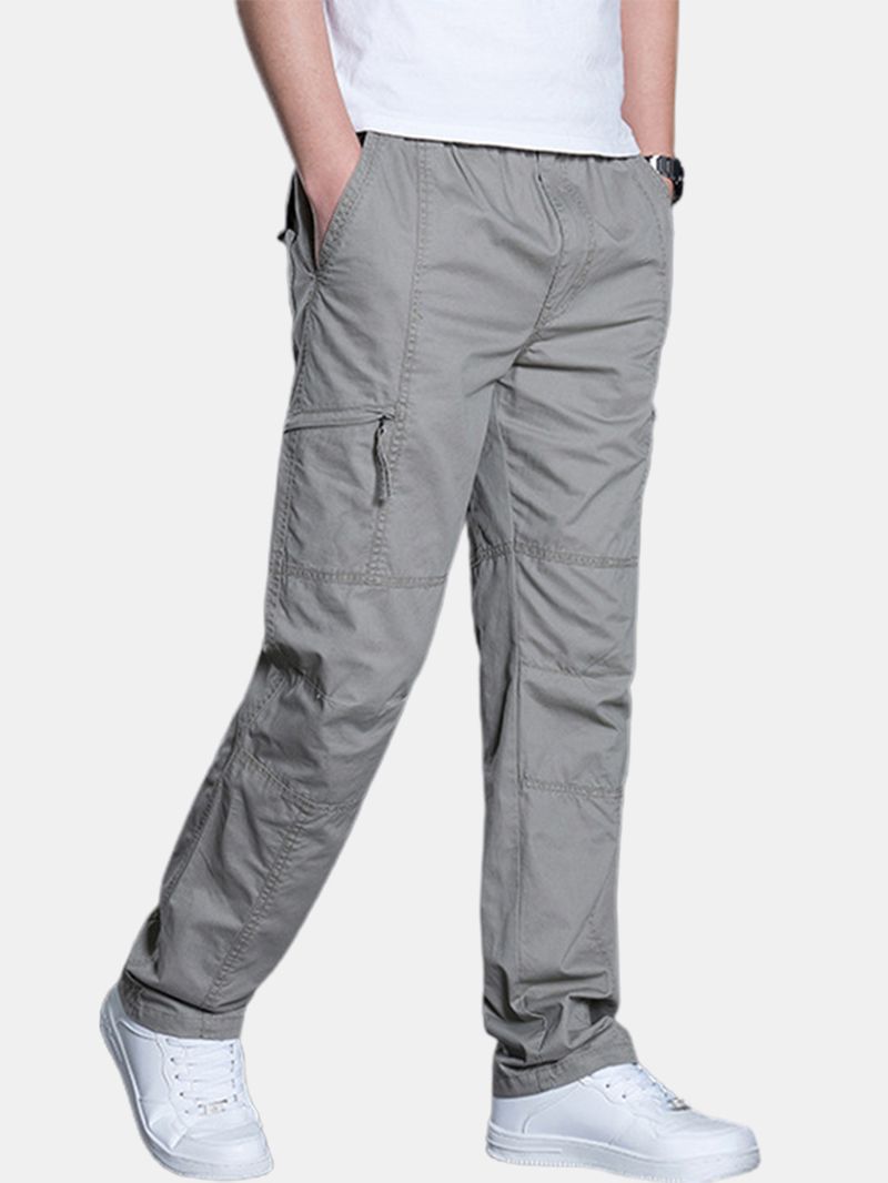 Heren Katoenen Multi-pocket Elastische Taille Cargo Broek