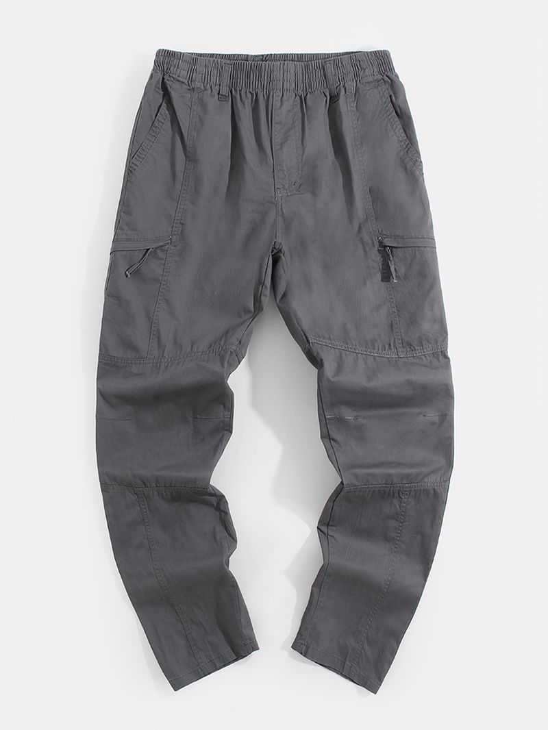 Heren Katoenen Multi-pocket Elastische Taille Cargo Broek