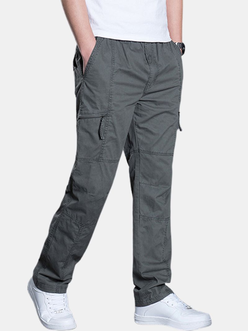 Heren Katoenen Multi-pocket Elastische Taille Cargo Broek