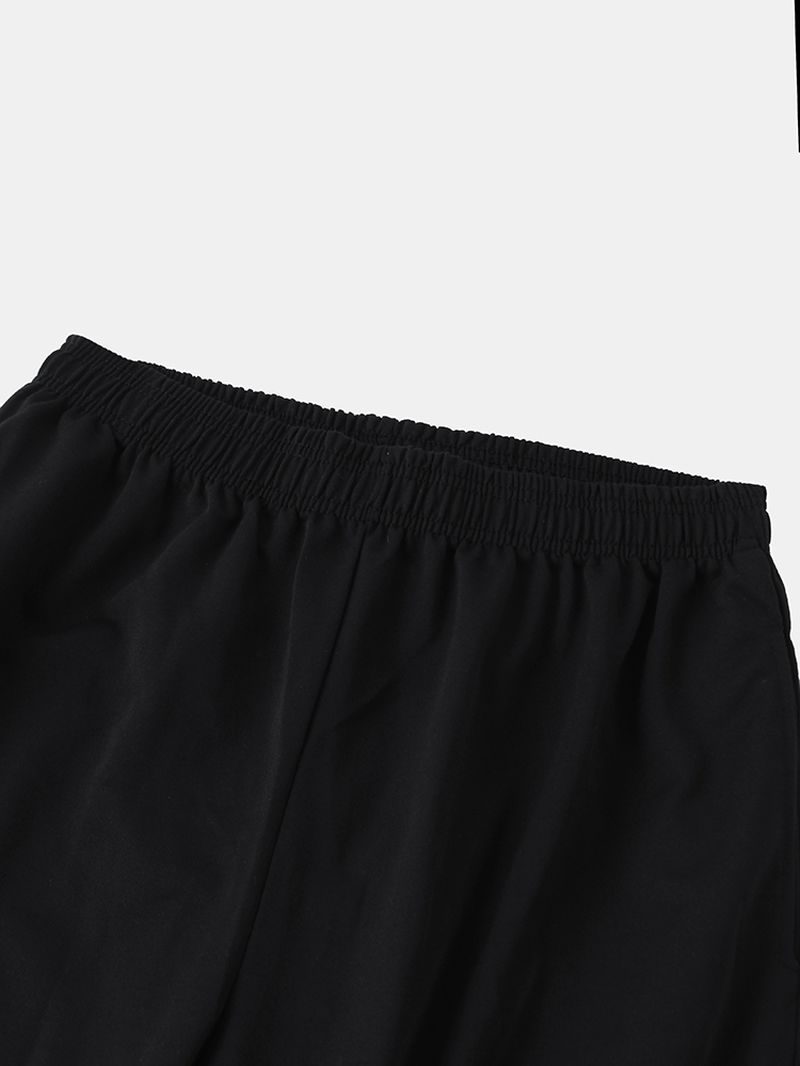 Heren Katoenen Zijgestreepte Casual Broek Met Trekkoord En Elastische Taille Met Zak