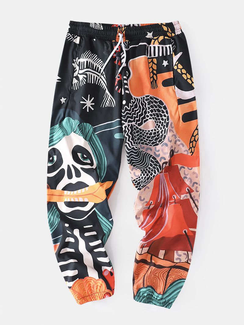 Heren Kleurrijke Cartoon Print Grappige Casual Broek