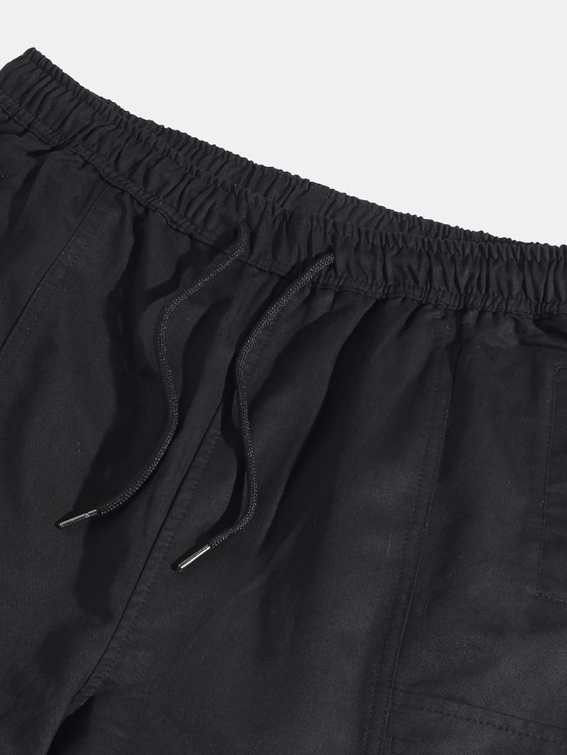 Heren Naaddetail Elastische Enkelkatoenen Joggingbroek Met Trekkoord