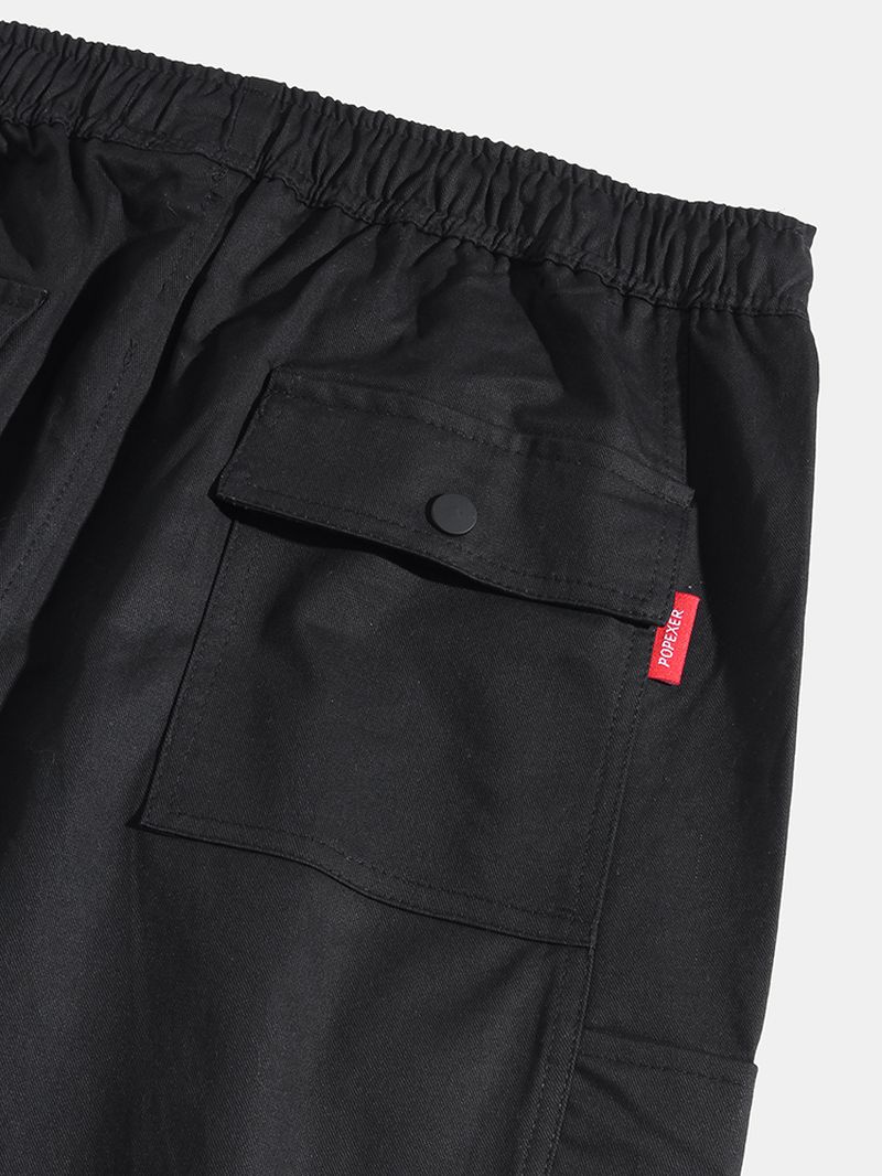 Heren Naaddetail Elastische Enkelkatoenen Joggingbroek Met Trekkoord