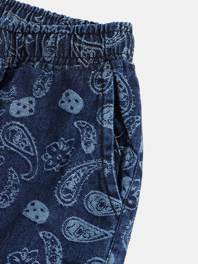 Heren Paisley Print Trekkoord Etnische Stijl Jogger Broek Met Zak