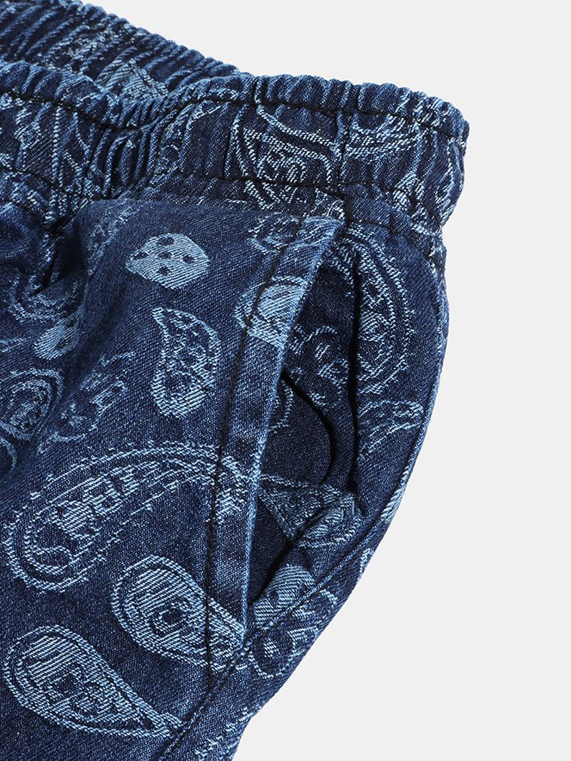 Heren Paisley Print Trekkoord Etnische Stijl Jogger Broek Met Zak