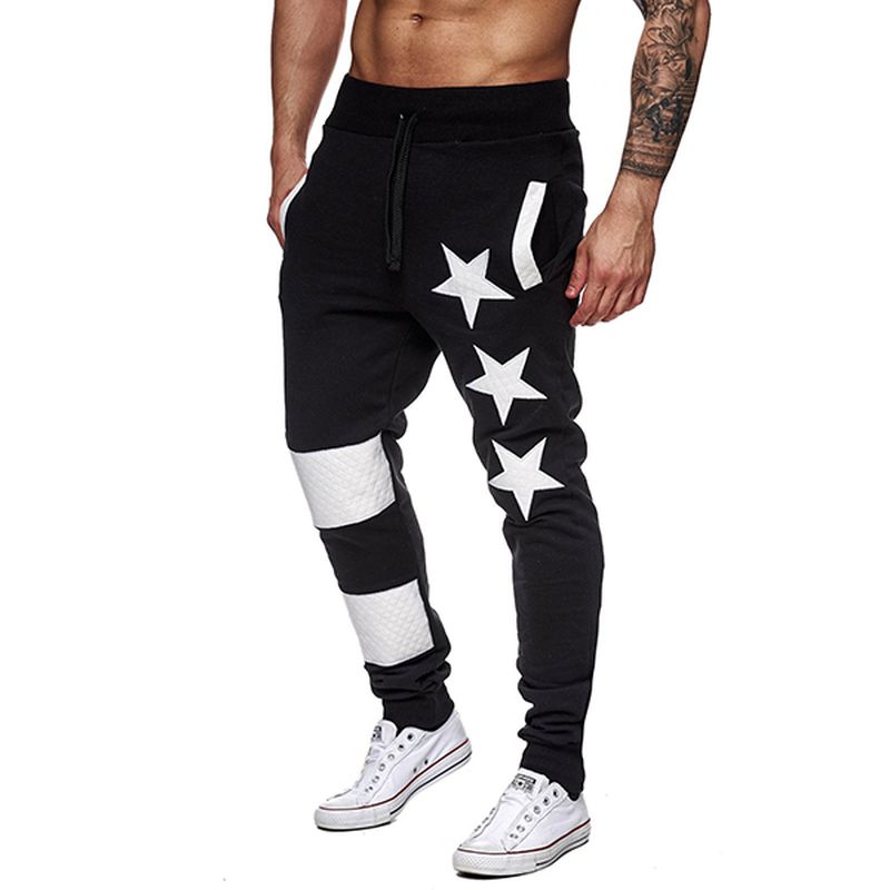 Heren Sportbroek Elastische Taille Sterren Patroon Casual Broek