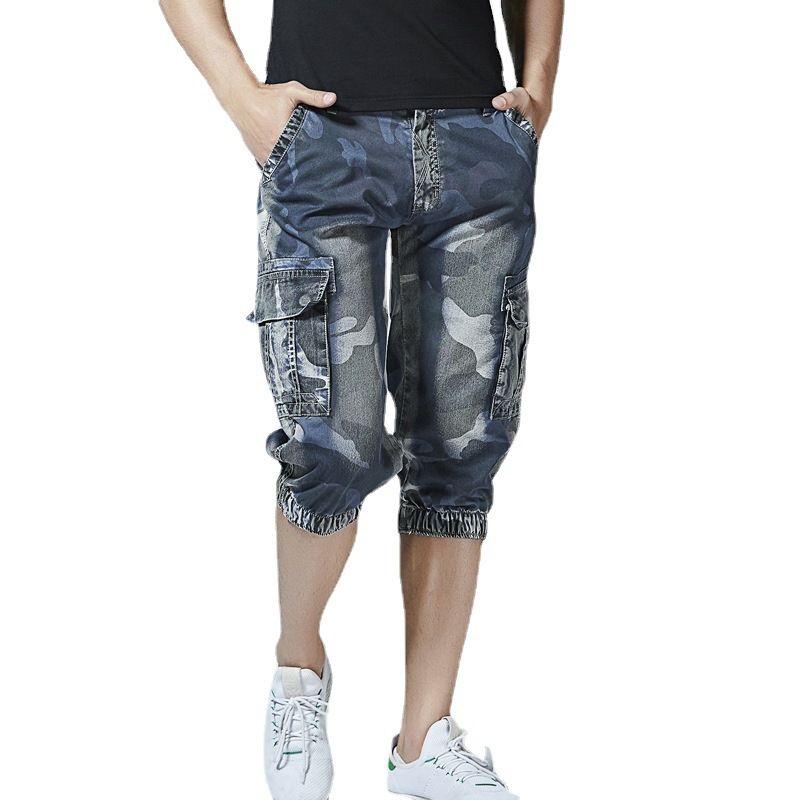 Heren Zomer Camouflage Cropped Overalls Bedrukt Los Casual Rechte Been