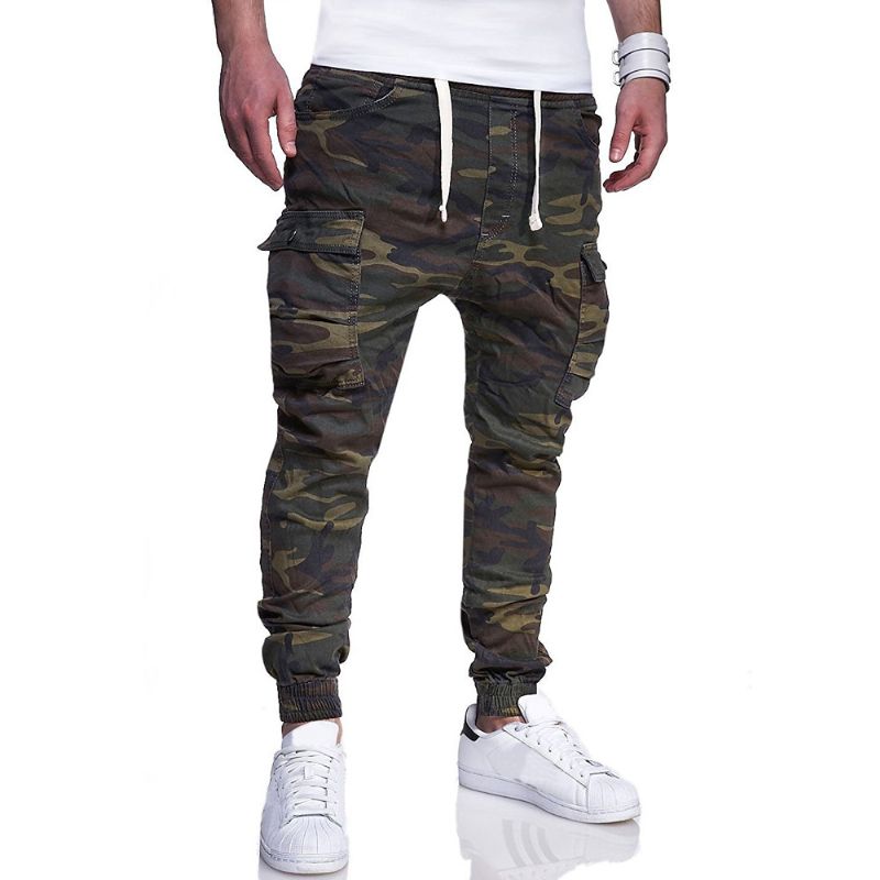 Herenmode Camouflage Bedrukte Tether Belt Casual Broek