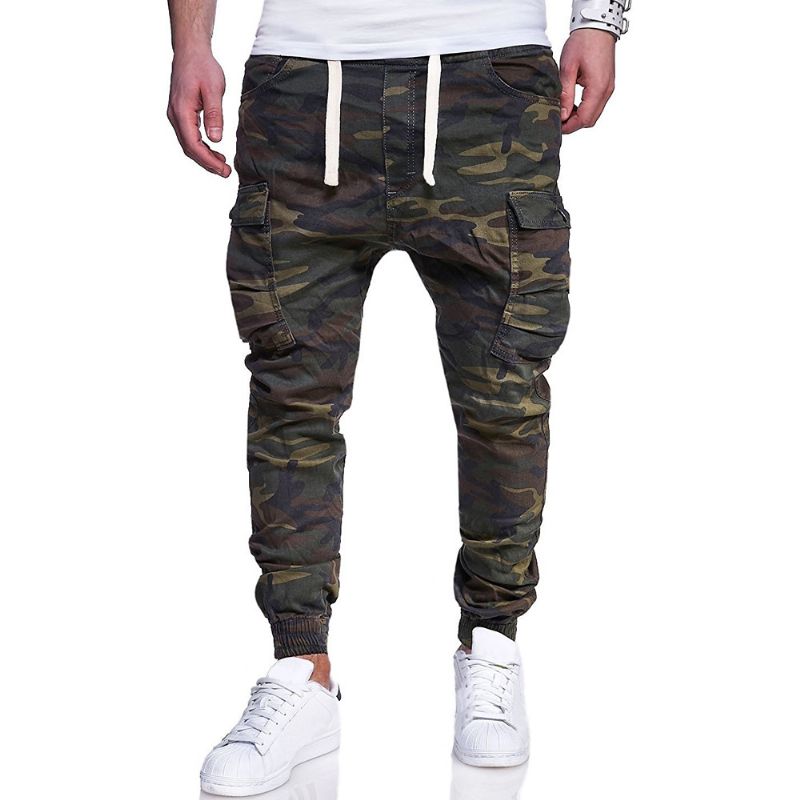 Herenmode Camouflage Bedrukte Tether Belt Casual Broek