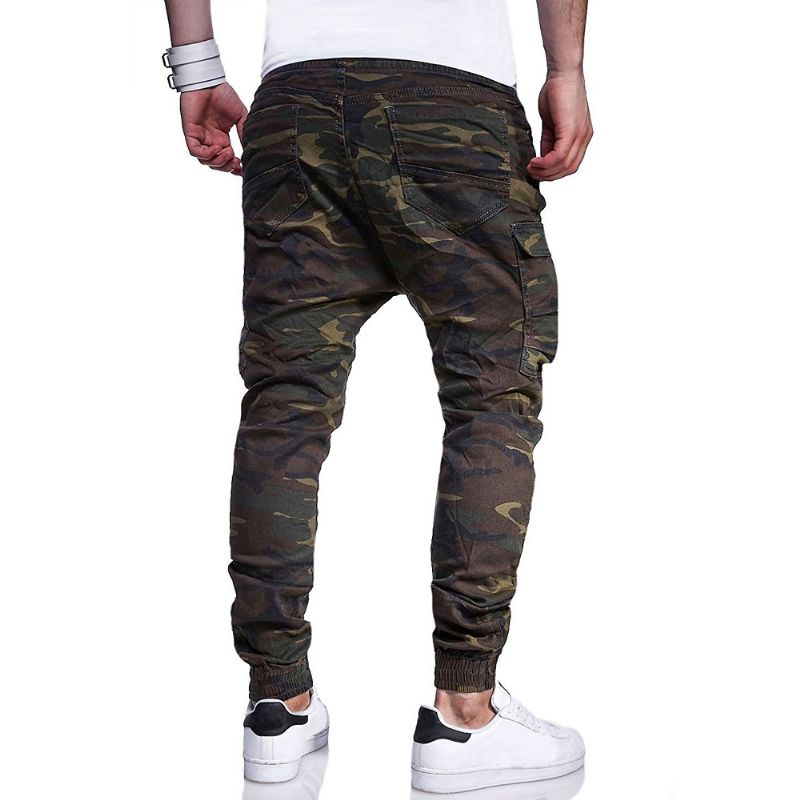 Herenmode Camouflage Bedrukte Tether Belt Casual Broek