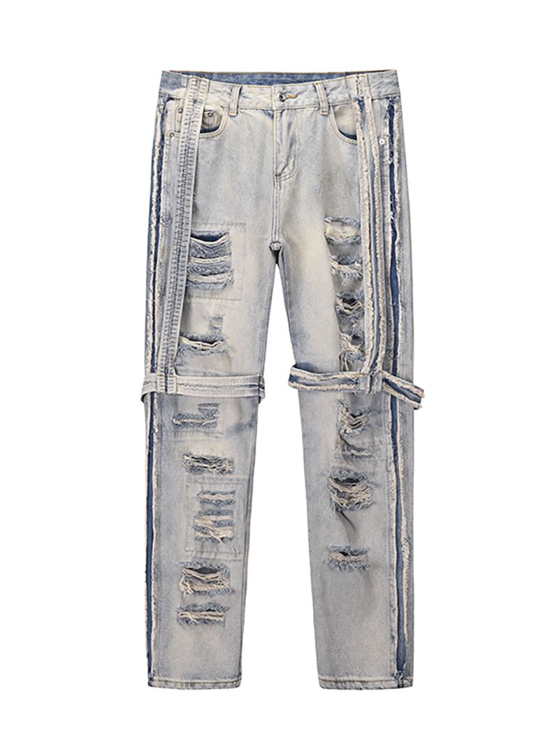 High Street Heavy Industries Vernietigde Gewassen En Versleten Jeans Met Rechte Pijpen