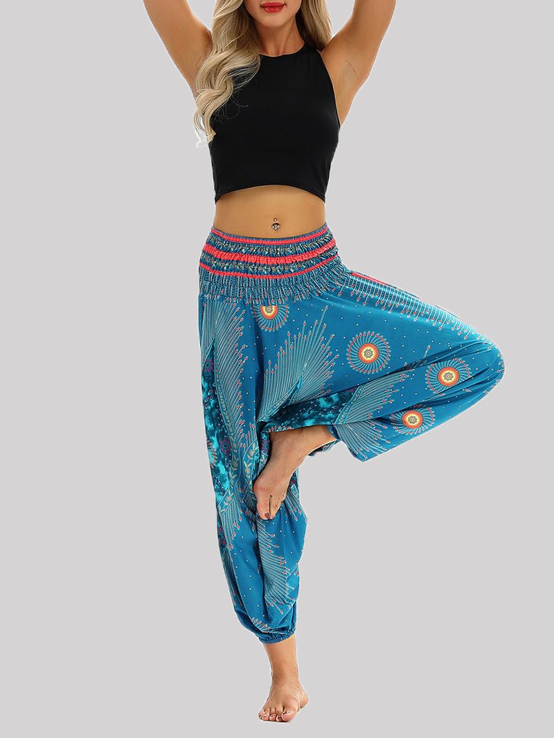 Hoge Taille Thaise Etnische Print Casual Losse Yoga Harembroek