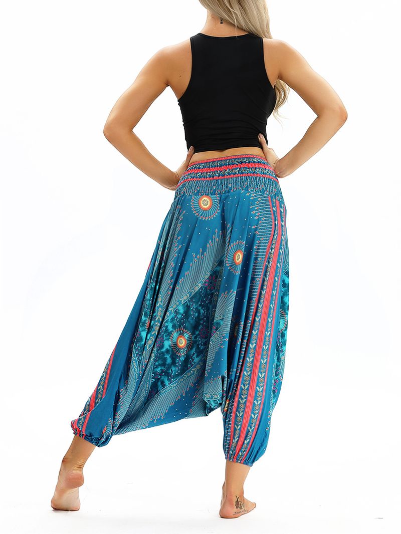 Hoge Taille Thaise Etnische Print Casual Losse Yoga Harembroek