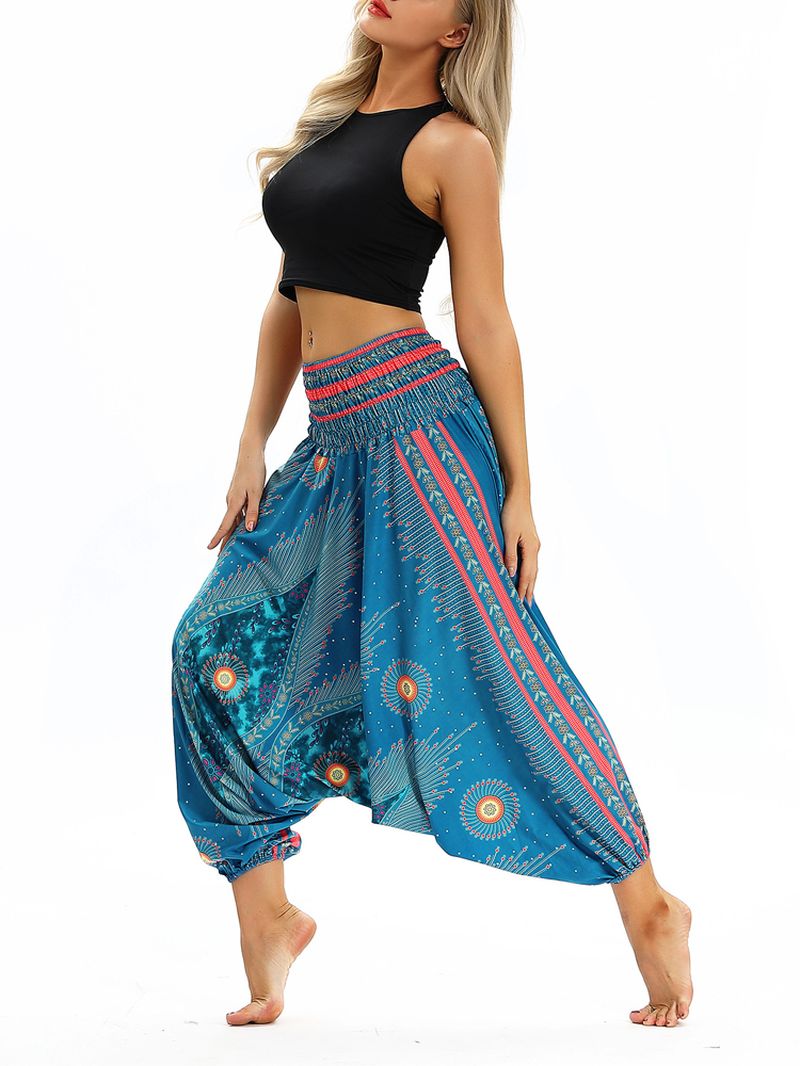 Hoge Taille Thaise Etnische Print Casual Losse Yoga Harembroek