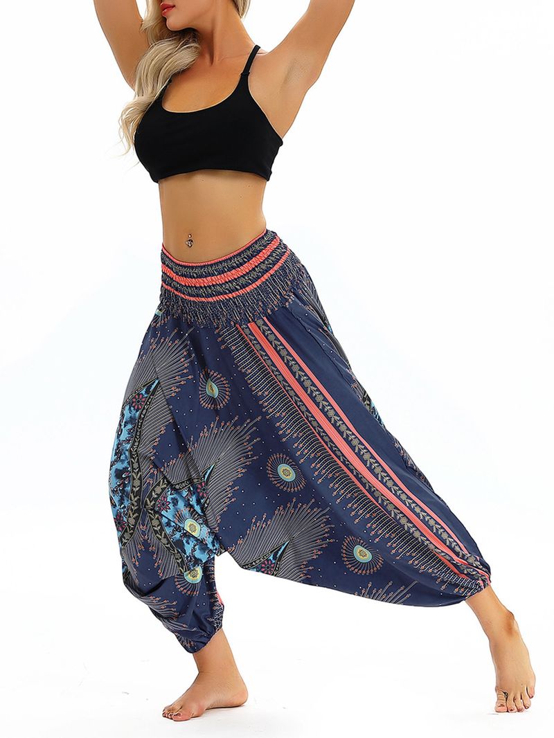 Hoge Taille Thaise Etnische Print Casual Losse Yoga Harembroek