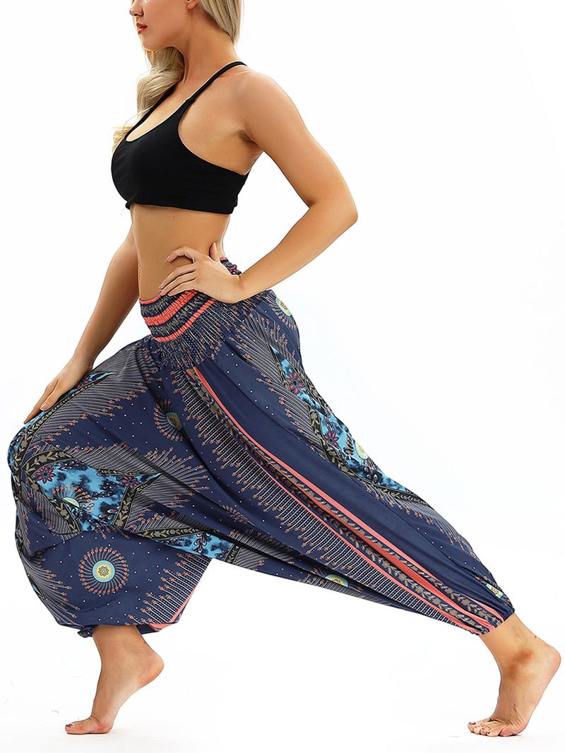 Hoge Taille Thaise Etnische Print Casual Losse Yoga Harembroek