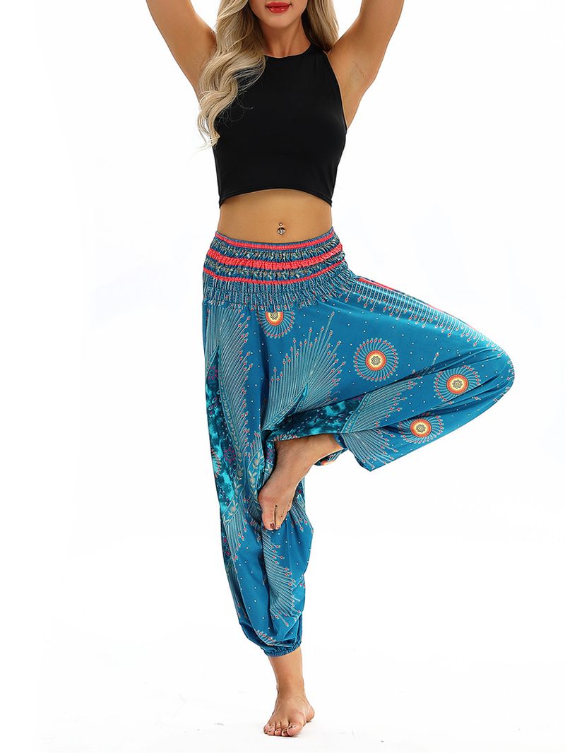 Hoge Taille Thaise Etnische Print Casual Losse Yoga Harembroek