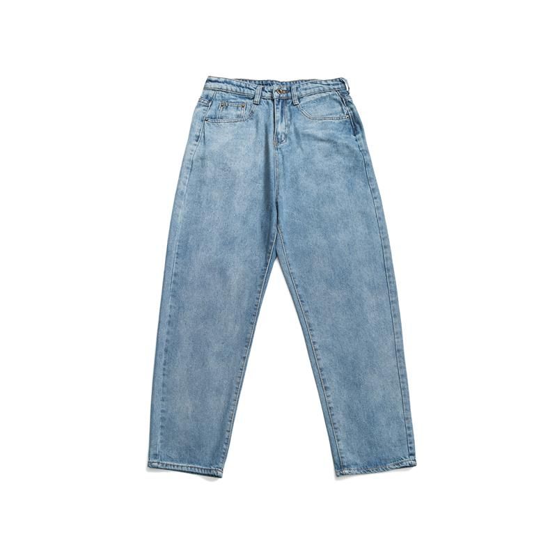 Jeans Met Rechte Pijpen Gewassen Retro Tiener Trendy Gekrulde Daddy-broek Met Wijde Pijpen