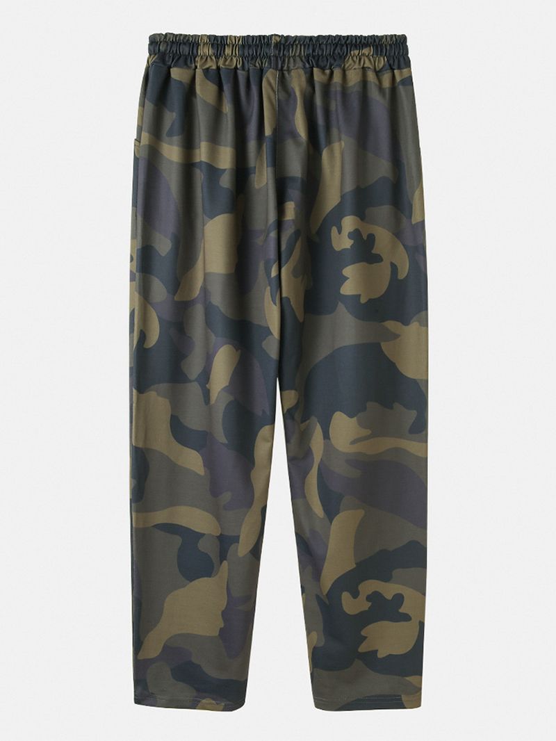 Katoenen Heren Camouflage Trekkoord Casual Broek Met Zak