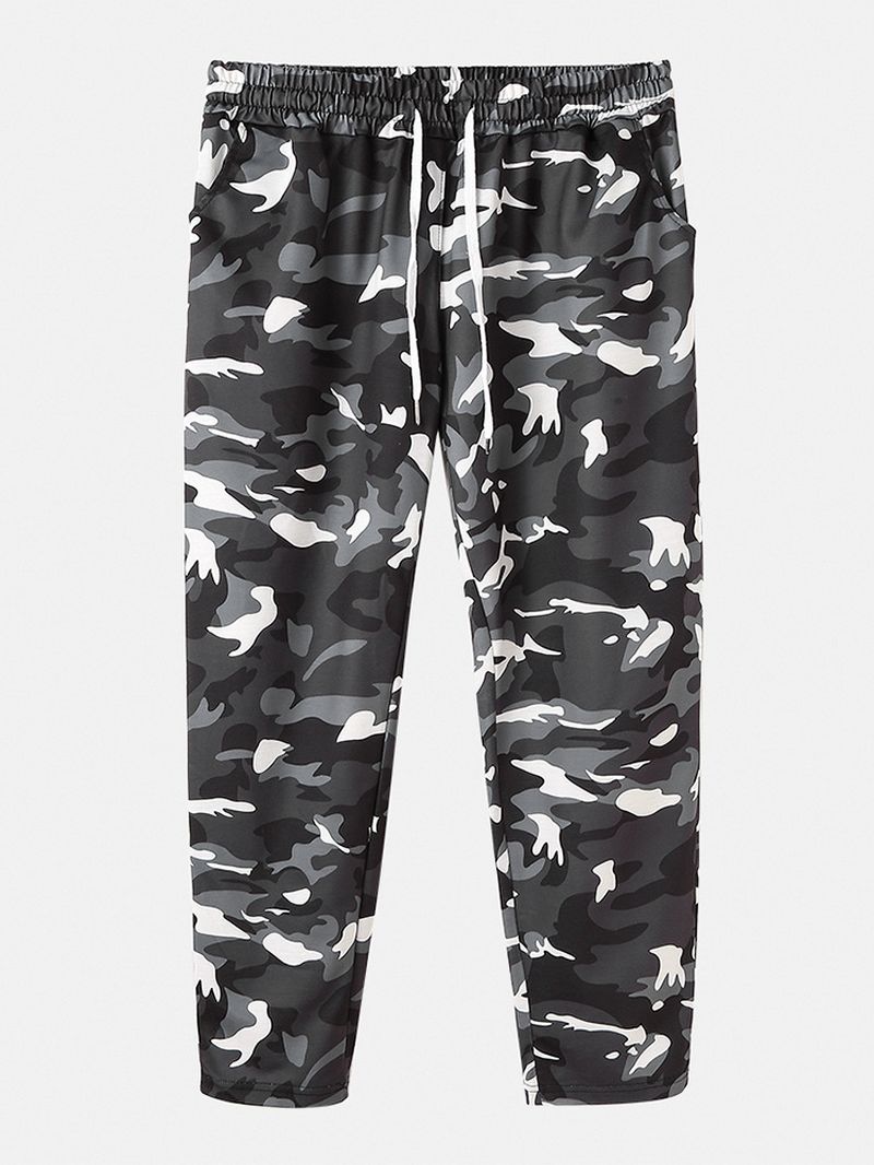 Katoenen Heren Camouflage Trekkoord Casual Broek Met Zak