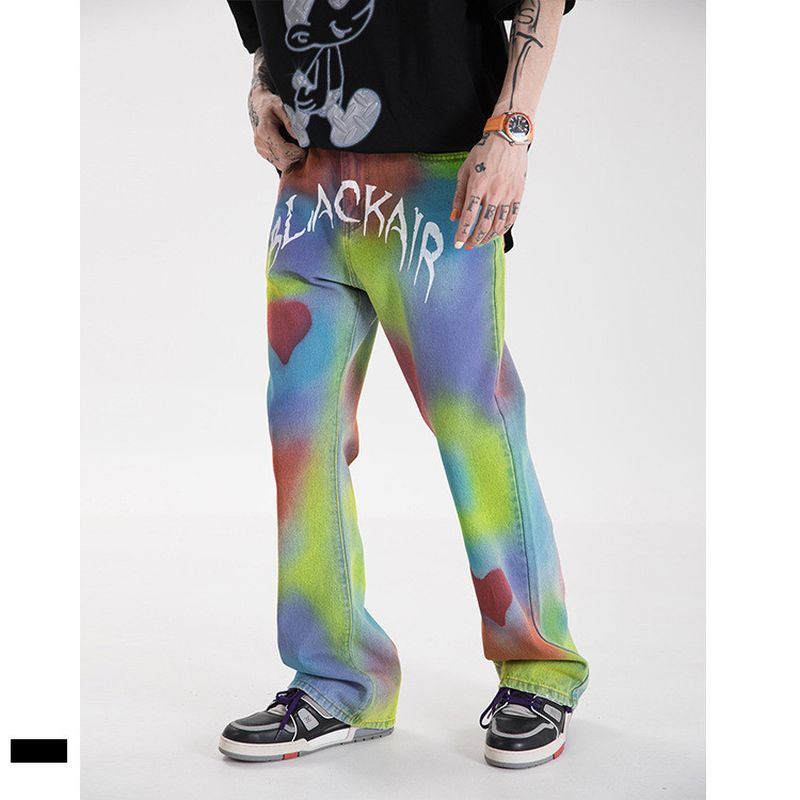 Madeextreme Street Brand 2024 Lente Zomer Nieuwe Liefde Wei La Hip Hop National Trendy Men's Vibe Jeans