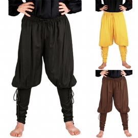 Middeleeuwse Renaissance Heren Piratenridder Broek Kant Lange Broek Shorts