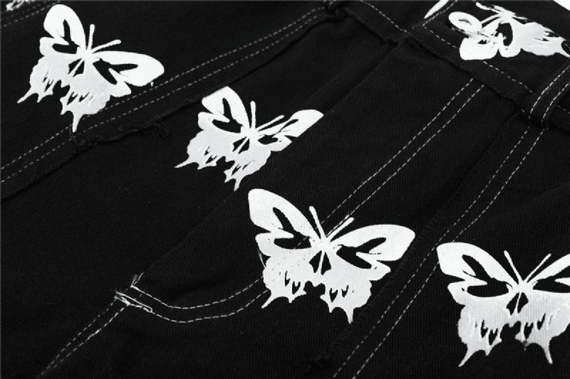 Ming Series Butterfly Full-print Straight Leg Broek Hip-hop Street Personality Stitching