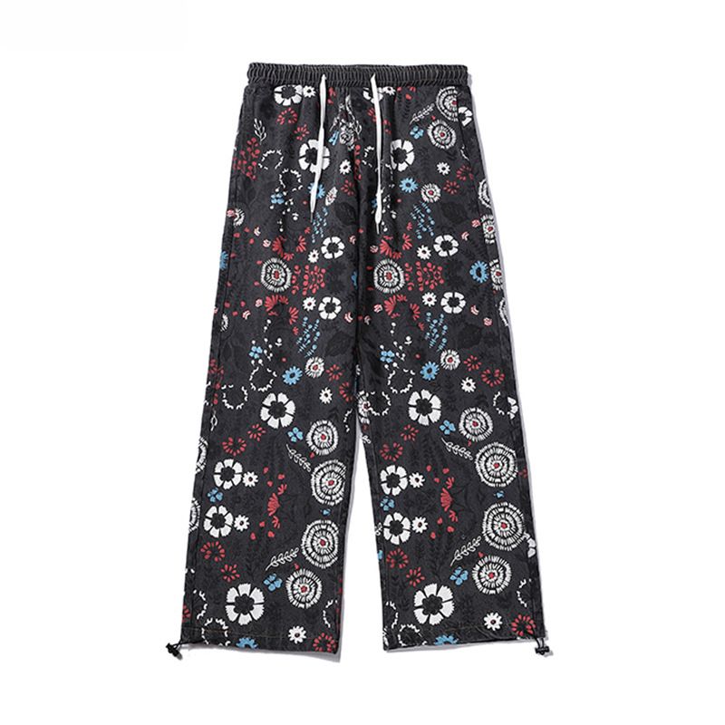 Mode Printing Floral Doodle Bedrukte Jeans Voor Heren