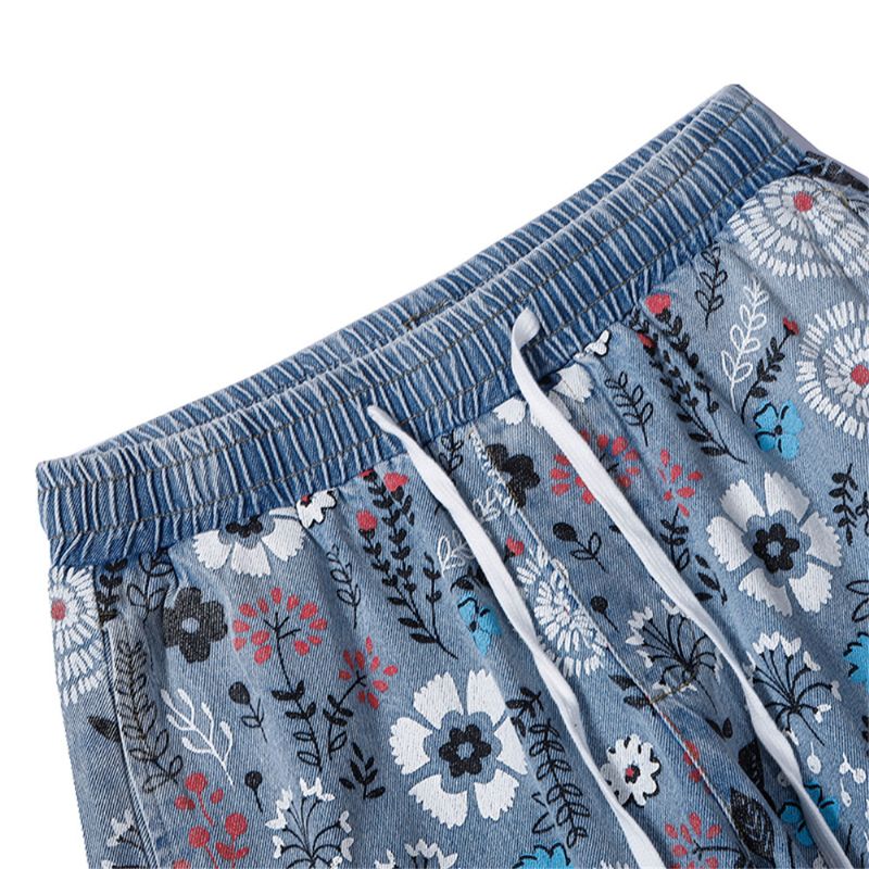 Mode Printing Floral Doodle Bedrukte Jeans Voor Heren