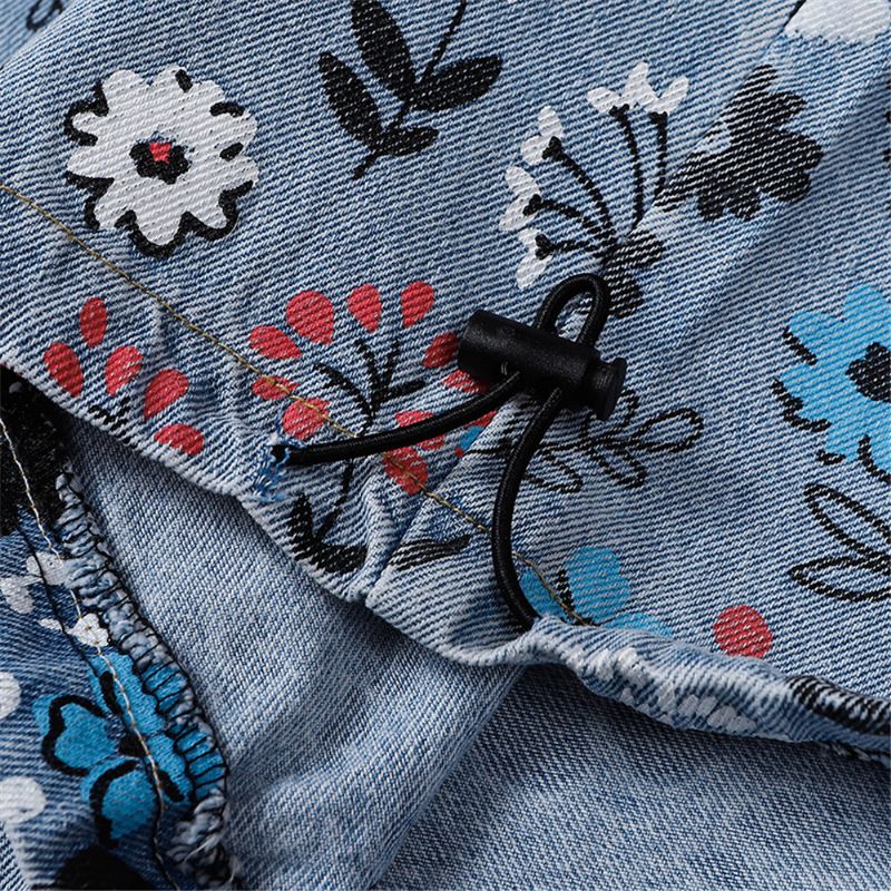 Mode Printing Floral Doodle Bedrukte Jeans Voor Heren