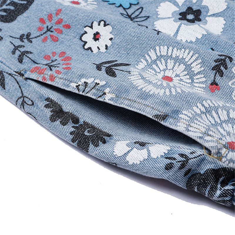 Mode Printing Floral Doodle Bedrukte Jeans Voor Heren