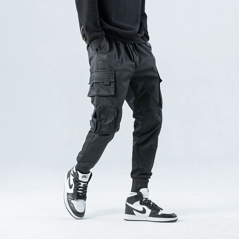 Multi-pocket Broek Met Trekkoord Streamerfunctie Voor Heren Knappe Trendy Overall