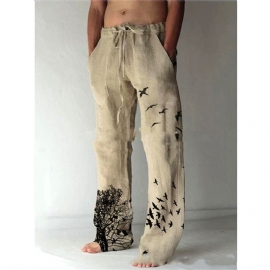 Nieuwe Stijl Herenbroek Bruin Effen Kleur Zoom Print Gewone Casual Broek