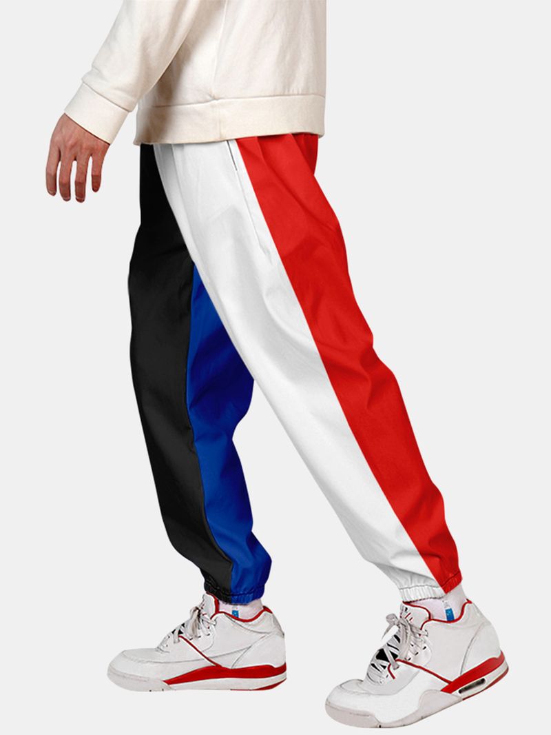 Relaxed Fit Joggingbroek Met Trekkoord Voor Heren In Contrasterende Kleur