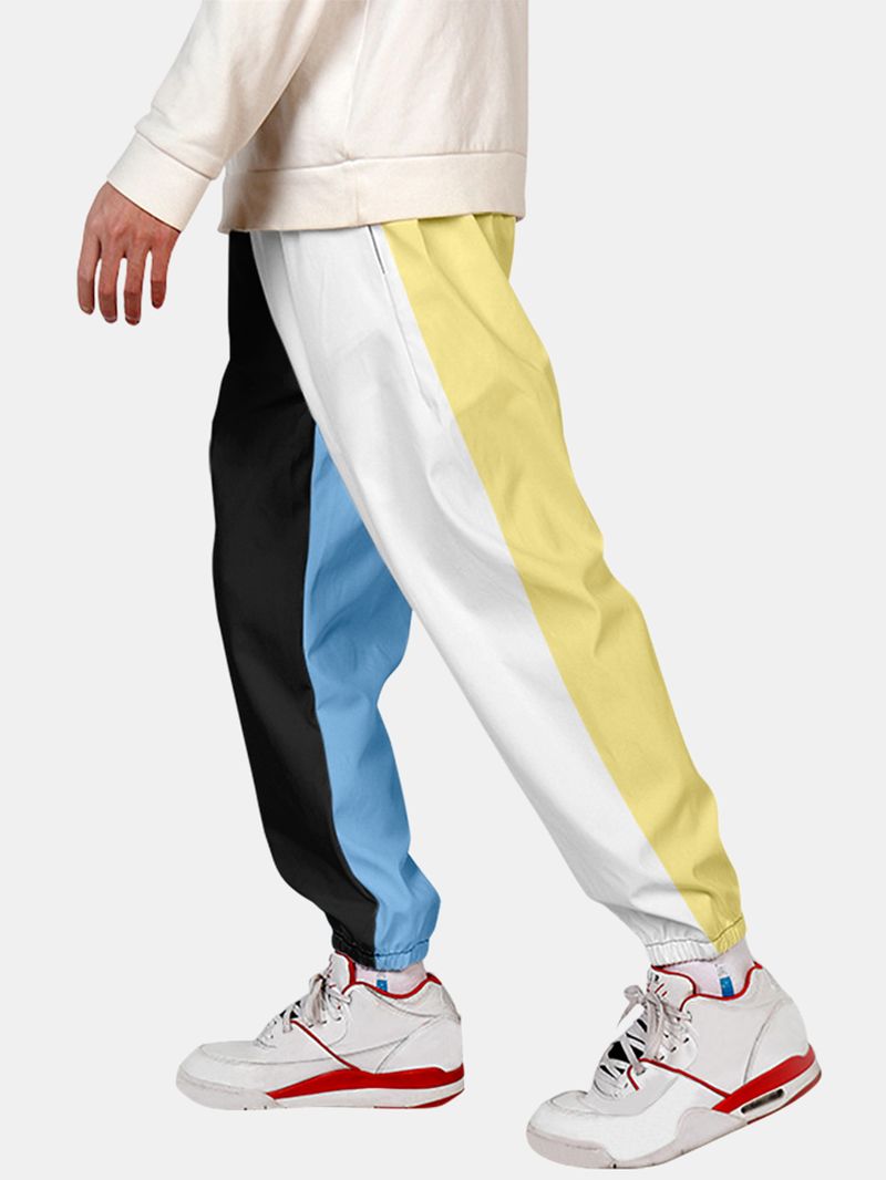 Relaxed Fit Joggingbroek Met Trekkoord Voor Heren In Contrasterende Kleur